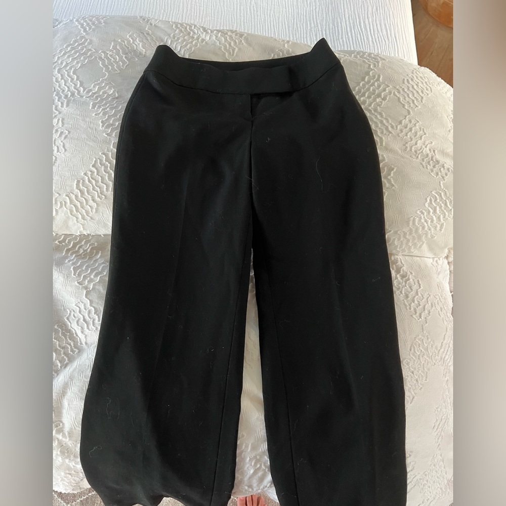 Ann Taylor Loft Black Petite Wool Wide Leg Trouser
